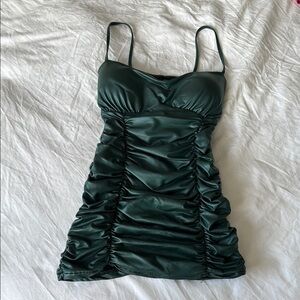 Boutique Elegant Green Ruched Dress